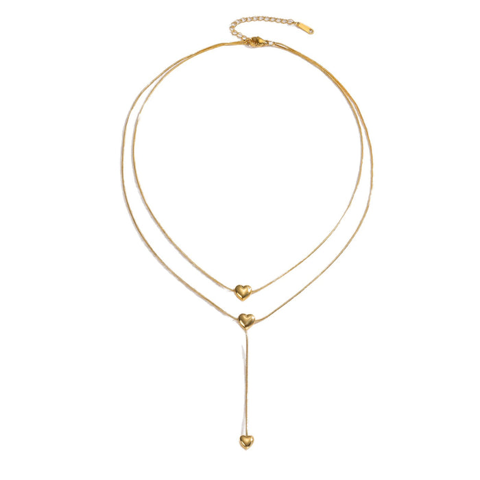 Wholesale 2pcs Luxury layered snake bone chain titanium steel necklace