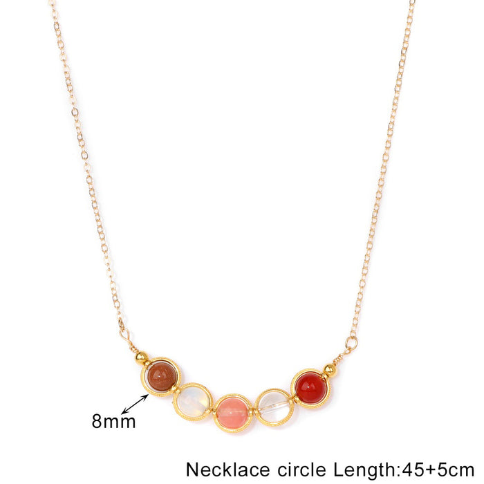 Wholesale Multicolor stone bead necklace for women featuring a pendant and a clavicle chain