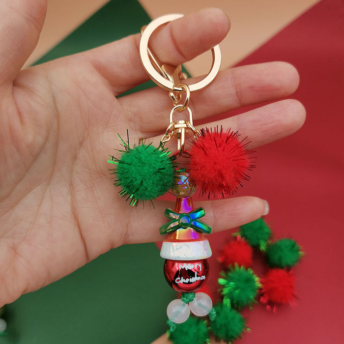 Wholesale Christmas theme keychain  snowflake bag keychain beaded Christmas tree keychain