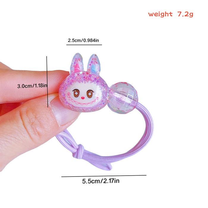 Wholesale 5 pcs Girl' s diamond-faceted cartoon character handmade knotted hair scrunchies