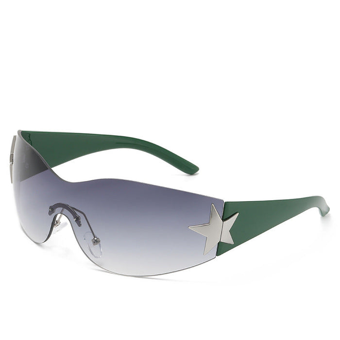 Wholesale Sunglasses integrated pilot sunshade sunglasses pentagram glasses