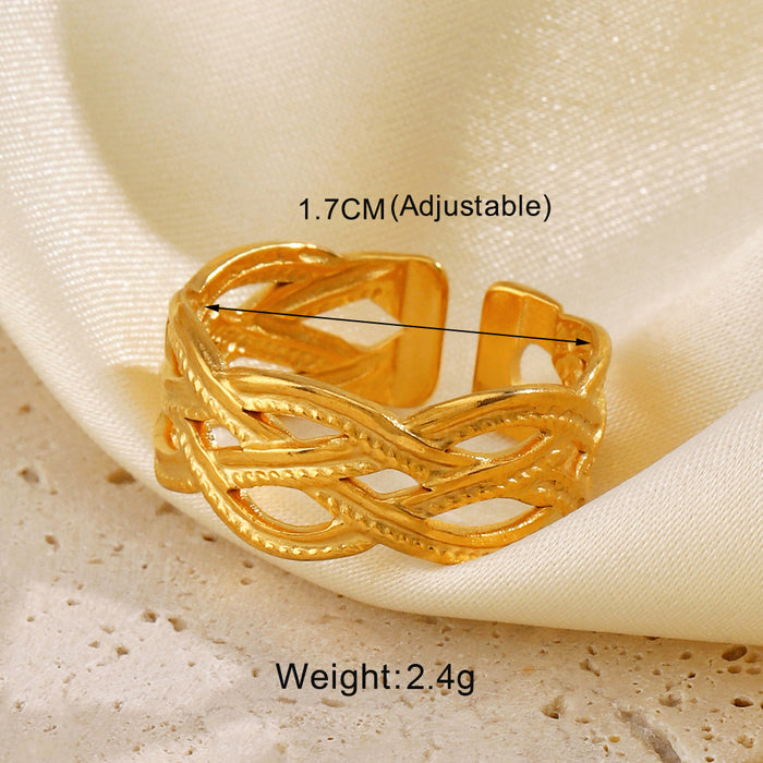 Wholesale Stainless Steel Gold Plated line cross Adjustable rings