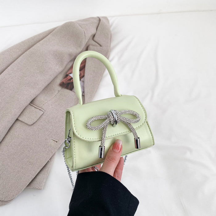 Wholesale New children's bag with diamond studded bow for girls, niche women's chain crossbody bag