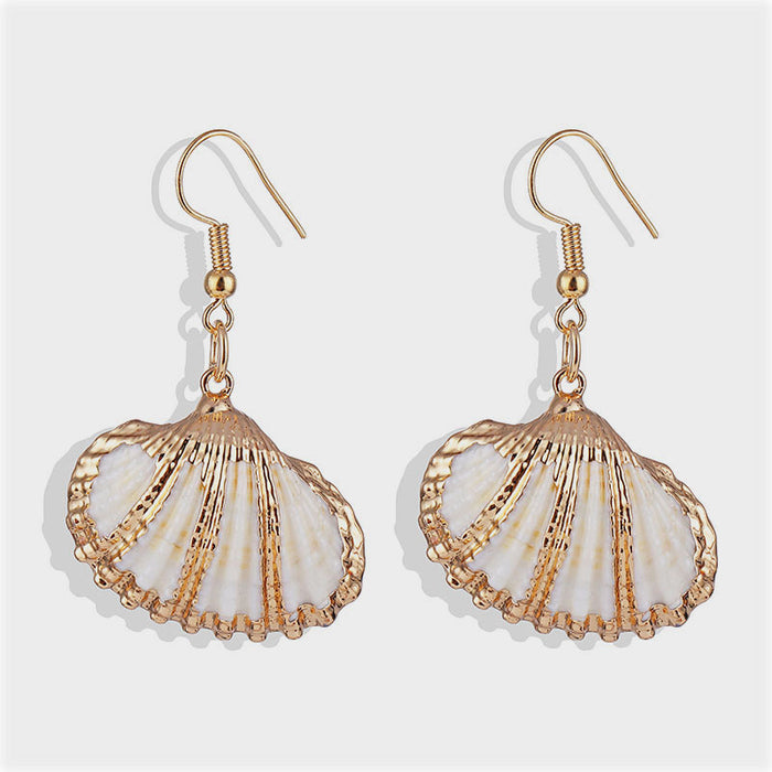 Wholesale  shell conch gold-plated edge earrings  beach conch pendant necklace