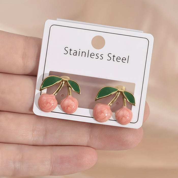 Wholesale Stainless Steel Cherry Earrings Jewelry Oil Drop Earrings