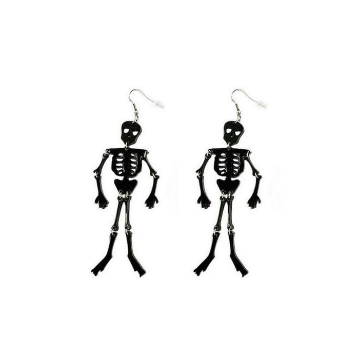 Wholesale Halloween Asymmetric Glitter Letters Pumpkin Knife Ghost Skull Skeleton Earrings JDC-ES-Zhanh010