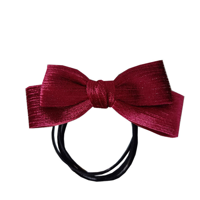 Wholesale Autumn and winter high-elastic multi-strand head rope burgundy velvet bow tie hair ring Oak hair rope rubber band