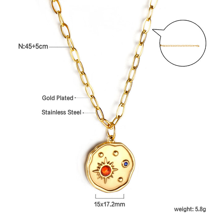 Wholesale Retro Necklace Metallic Geometric Square Pendant Collarbone Chain Necklace