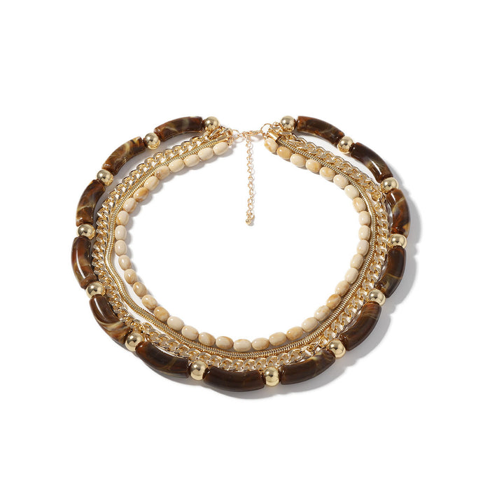 Wholesale Multi-layer Stacked Chain Bamboo Necklace Fashion Women's Necklace