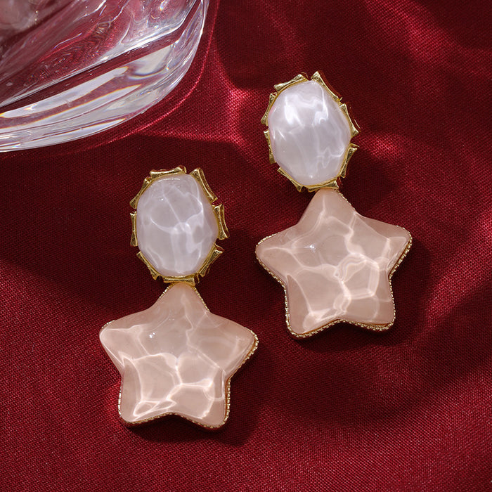 Wholesale Blue contrasting water ripple retro five-pointed star unique personality