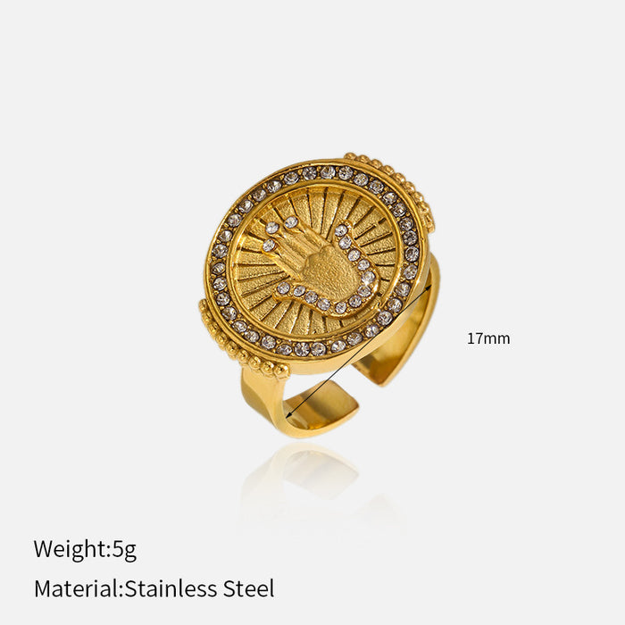 Wholesale High end stainless steel diamond inlaid movable ring that does not fade and is environmentally friendly ring jewelry