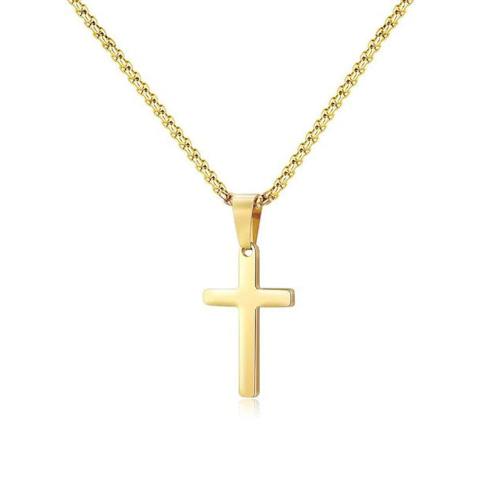Wholesale Stainless steel smooth cross titanium steel necklace solid color accessories collarbone chain