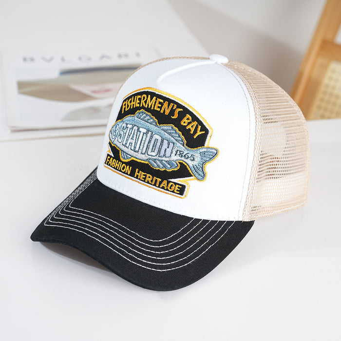 Wholesale 5-Piece Hat Pure Cotton Embroidered Baseball Cap Breathable Fishing Sun Hat Mesh Cap