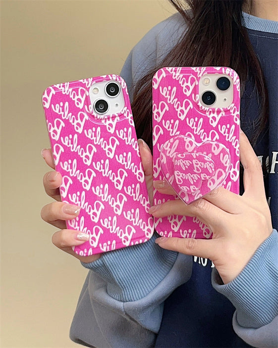 Wholesale Pink Princess Rotating Love Plastic Stand Phone Case JDC-PC-JiaMan005