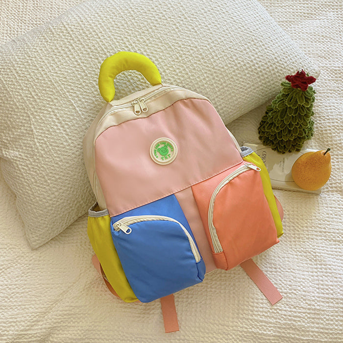 Wholesale Cute children's backpack, ultra light cartoon printed backpack, fashionable contrasting color backpack