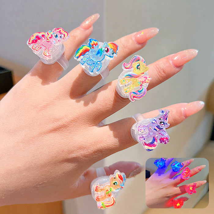 Wholesale Children' s Luminous Cartoon Ring Girls'  Birthday Gift Little Girl' s Cute Jewelry Ring Jewelry