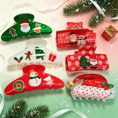 Wholesale Christmas PVC Shark Claw Hair Clip Cute Deer Snowman Design Women S Everyday Hair Accessory Boutique Resale Gift