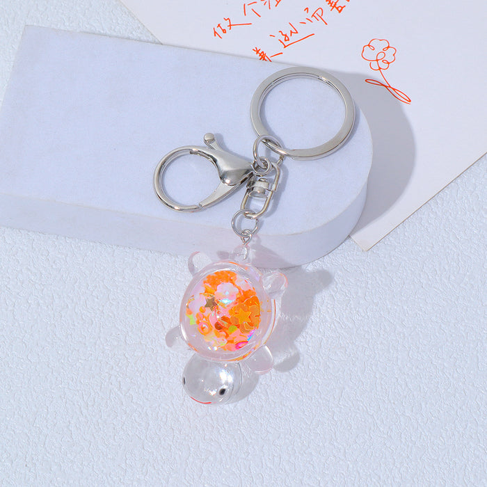 Wholesale Transparent Acrylic Turtle Keychain Padded Doll Pendant Girl Bag Pendant