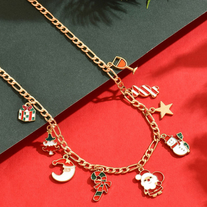 Wholesale Oil-Dripping  Snowman Pendant Necklace