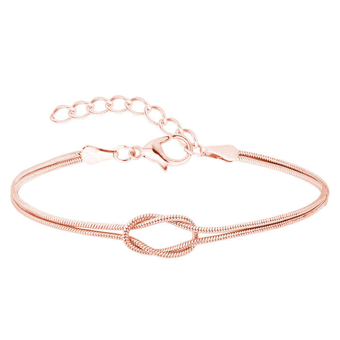 Wholesale Gold Love Knot Snake Bone Bracelet Unisex Infinity Heart Hand Chain Copper
