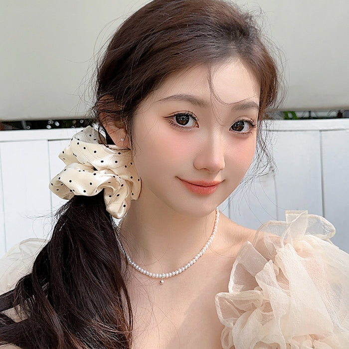 Wholesale Satin polka dot headband, high-end feeling, tied hair rope, high elasticity rubber band, meatball headband, hair accessory