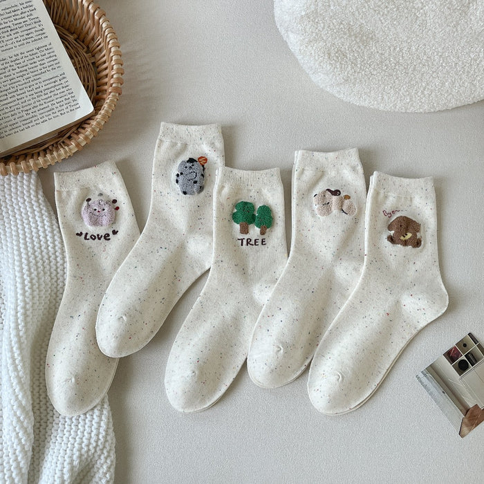 Wholesale Cute cartoon small animal cotton socks, mid tube socks