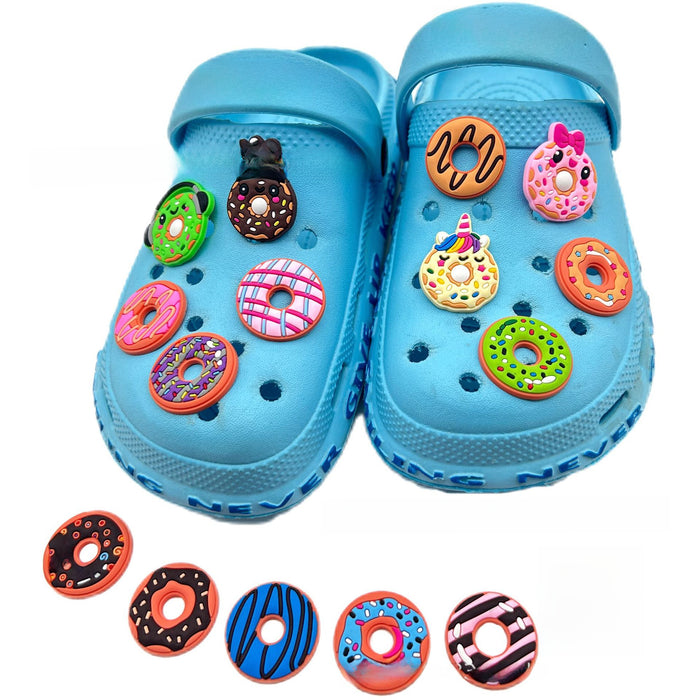 Wholesale Doughnut hole shoe flower shoe buckle PVC soft rubber shoe flower DIY accessory decoration buckle shoelace buckle in stock