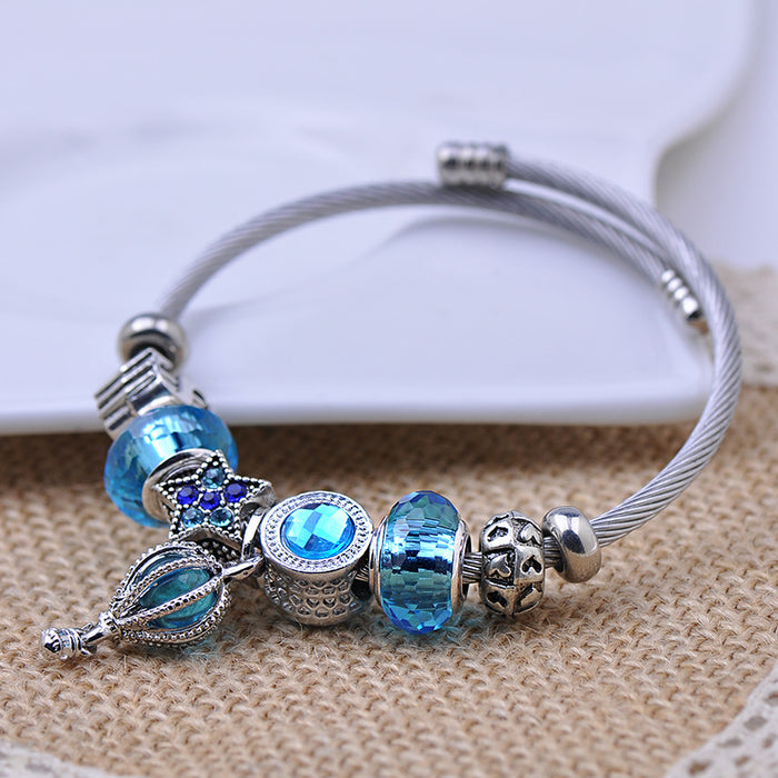 Wholesale New stainless steel bracelet, fashionable DIY bead bracelet, minimalist design