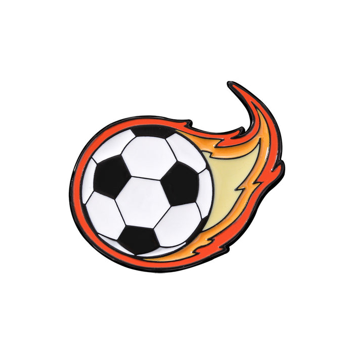 Wholesale Flame Ball Brooch Basketball Football Sports Gift Metal Paint Badge
