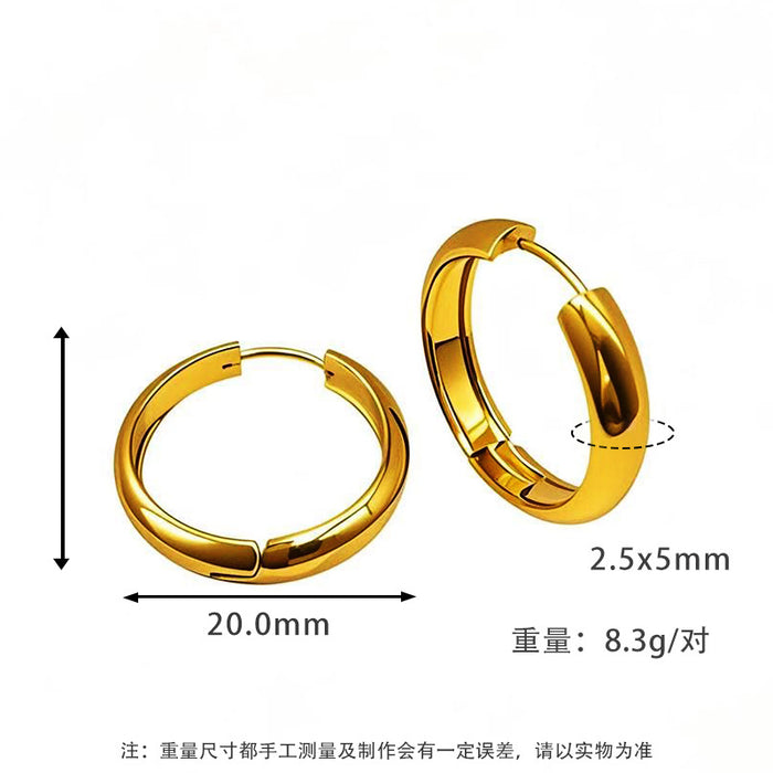 Wholesale Plain ring earrings with a light luxury and high-end feel, non fading titanium steel earrings and jewelry