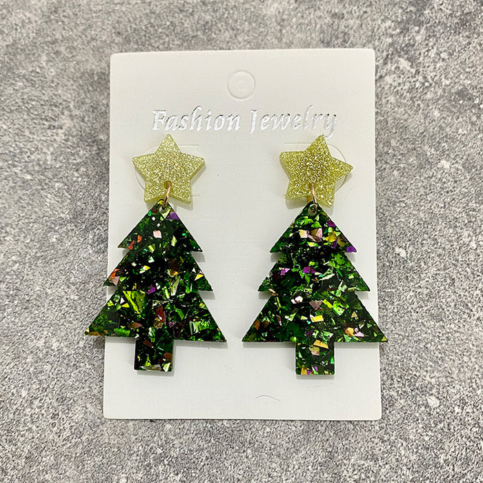 Wholesale Christmas tree earrings flash acrylic ing fashion earrings