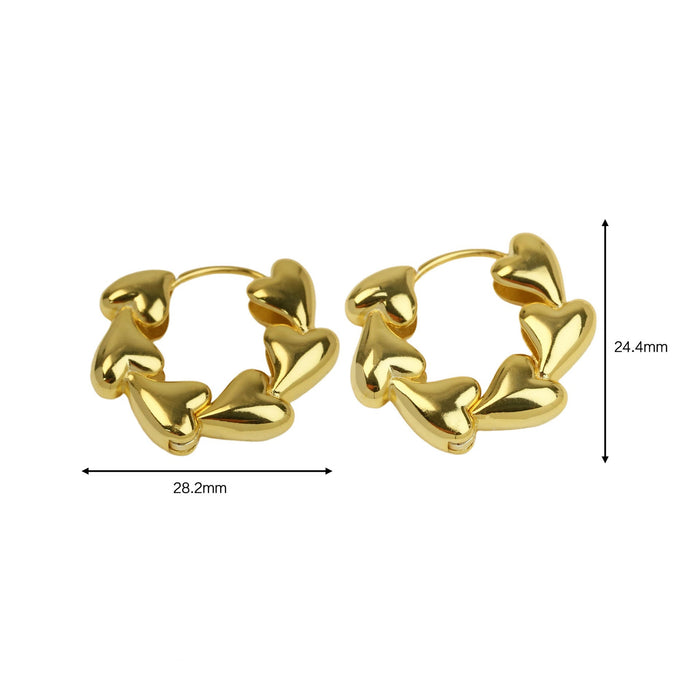 Wholesale  18k brass smooth love heart heart earrings earrings