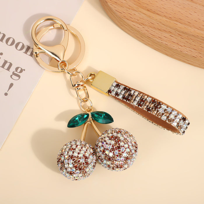 Wholesale Modern minimalist cherry keychain with diamonds