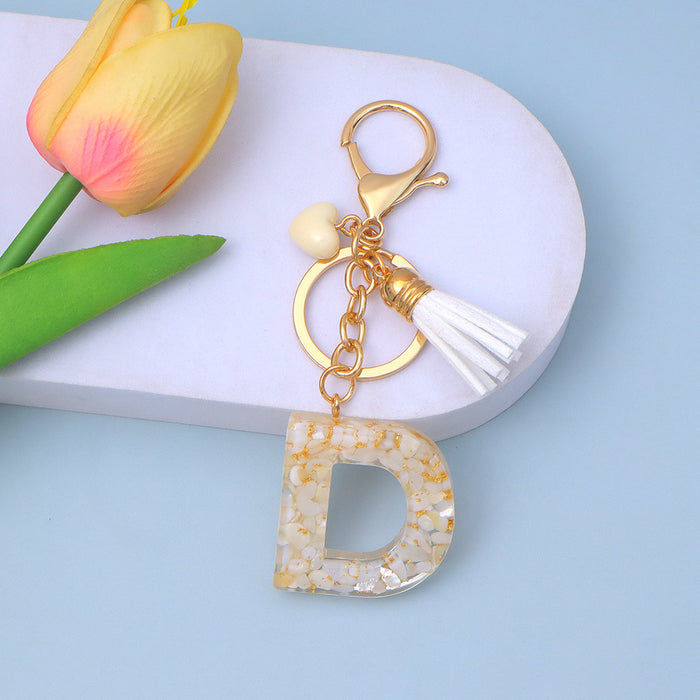 Wholesale New Gold Foil Drop Glue Letter Pendant Keychain Girl Bag Pendant Girlfriend Gift