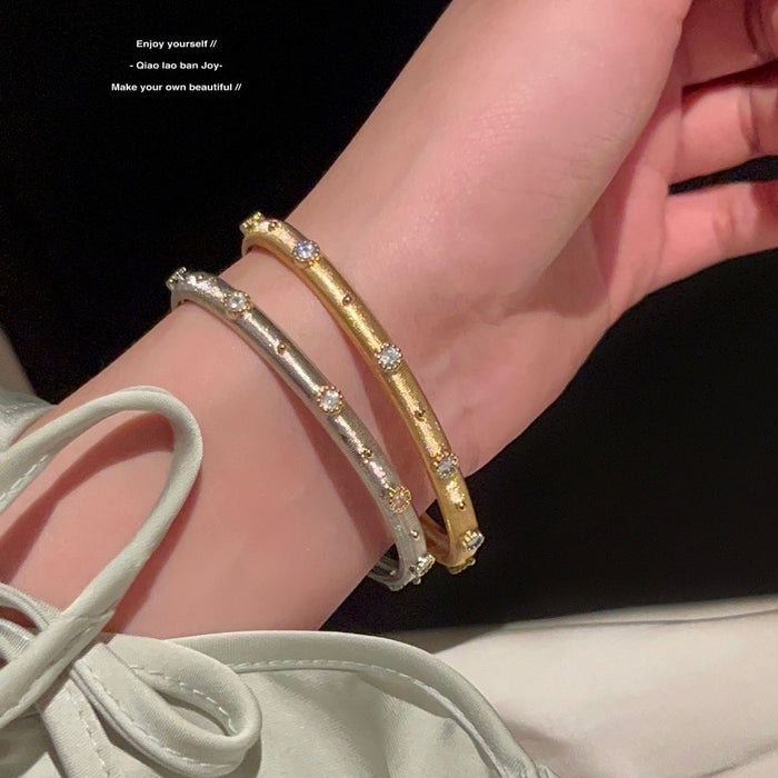 Wholesale Open sparkling diamond woven gold bracelet