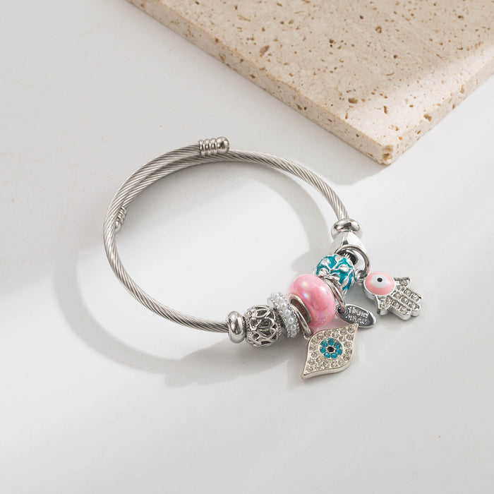 Wholesale Stainless Steel Evil Eye Pendant Bracelet