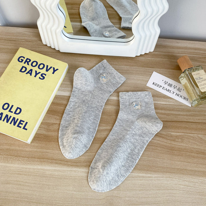 Wholesale Socks Embroidered Short Tube Sweat Absorbing Breathable Cotton Socks Thin