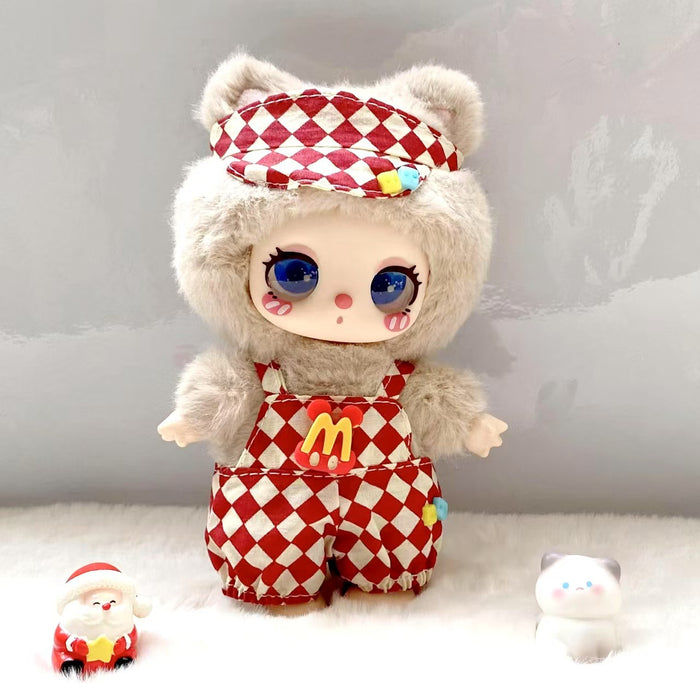 Wholesale Pendant Doll Clothes Checkboard Tennis Clothes suit Suspenders Skirt