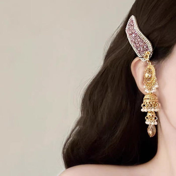 Wholesale Pink diamond tassel hair clip, exquisite bangs clip, hair accessory