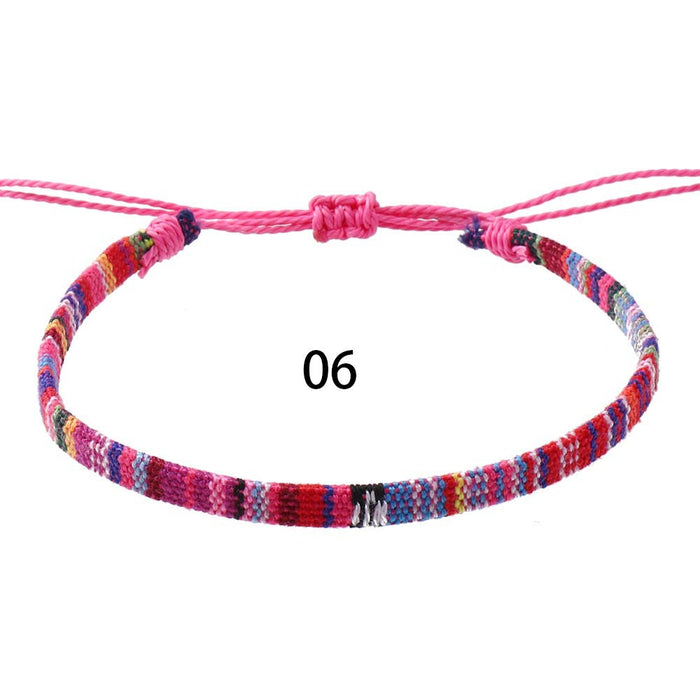 Wholesale Colorful Cotton and Linen Bohemian Fabric Bracelets for Women Hand-woven Knot Bracelets JDC-BT-XH008