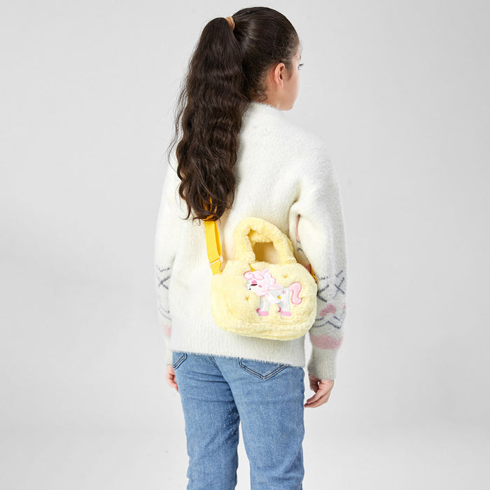 Wholesale Cartoon Unicorn Plush Square Shoulder Bag