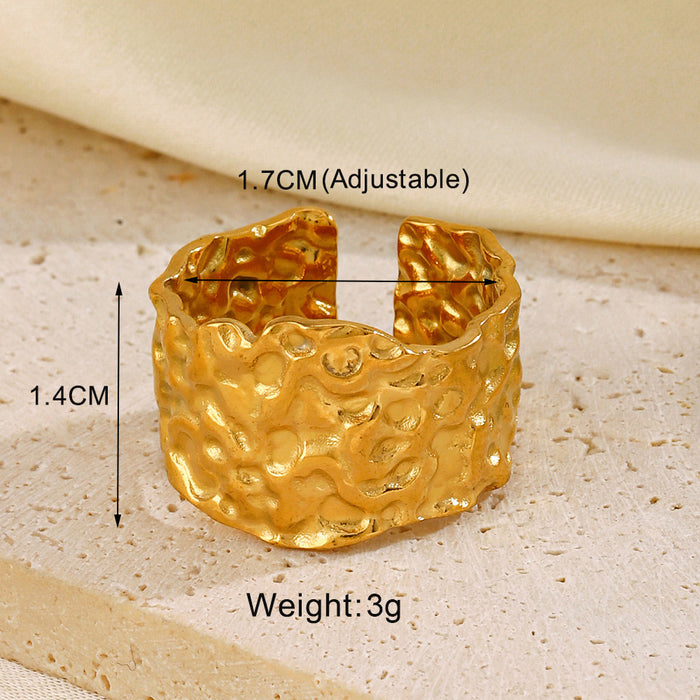 Wholesale Stainless Steel geometric leaves love Adjustable rings Gold Plated Rings