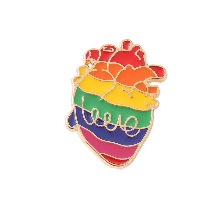 Wholesale Rainbow Heart Letter Brooch