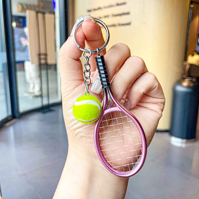 Wholesale Simulated tennis keychain pendant, sports event souvenir, tennis keychain gift