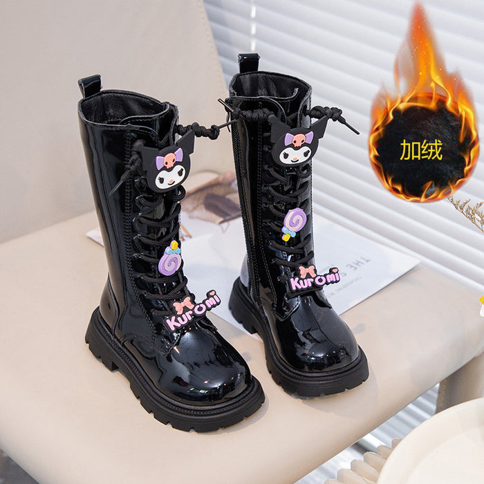 Wholesale Girls' Long Boots New Korean Version Cute Cartoon with Plush Leather Boots Soft Soled Hot Selling Long Boots JDC-KS-SB008