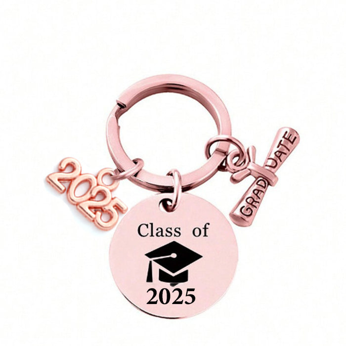 Wholesale Graduation Season Gift Stainless Steel Keychain with Engravable Metal Keychain Backpack Pendant