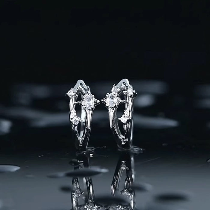 Wholesale New diamond studded earrings for men with a high-end feel. Zircon hollowed out earrings with simple design and personalized ear loops
