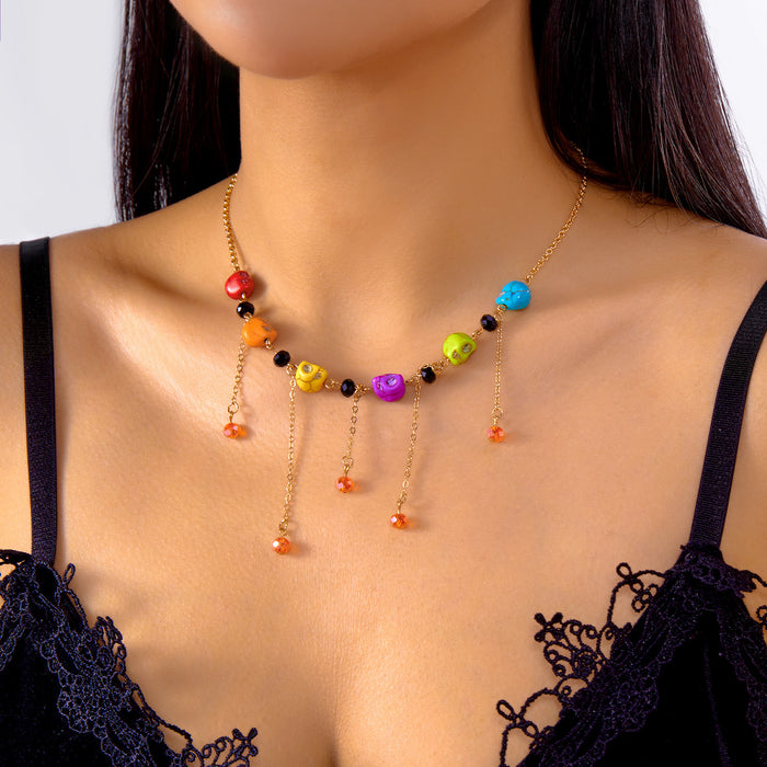 Wholesale  funny necklace ghost pumpkin skull tassel multi-element pendant short necklace