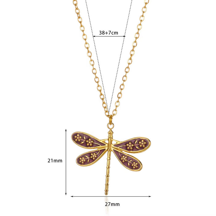 Wholesale Dragonfly Pendant Necklace Exquisite Flower Niche  Clavicle Chain Jewelry
