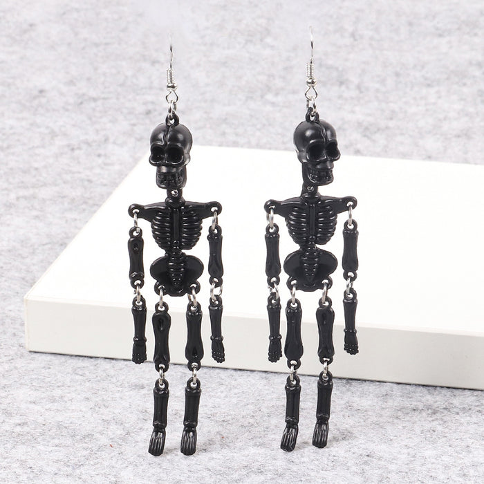 Wholesale Halloween resin two-dimensional exaggerated ghost head luminous skull joint skull earrings earrings